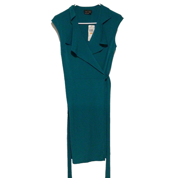 NWT Max and Cleo Green Sleeveless V-Neck Wrap Dress Women’s Size Small - Picture 4 of 5